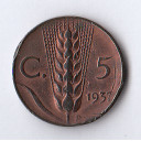 1937 - 5 centesimi Spiga conservazione BB Rara